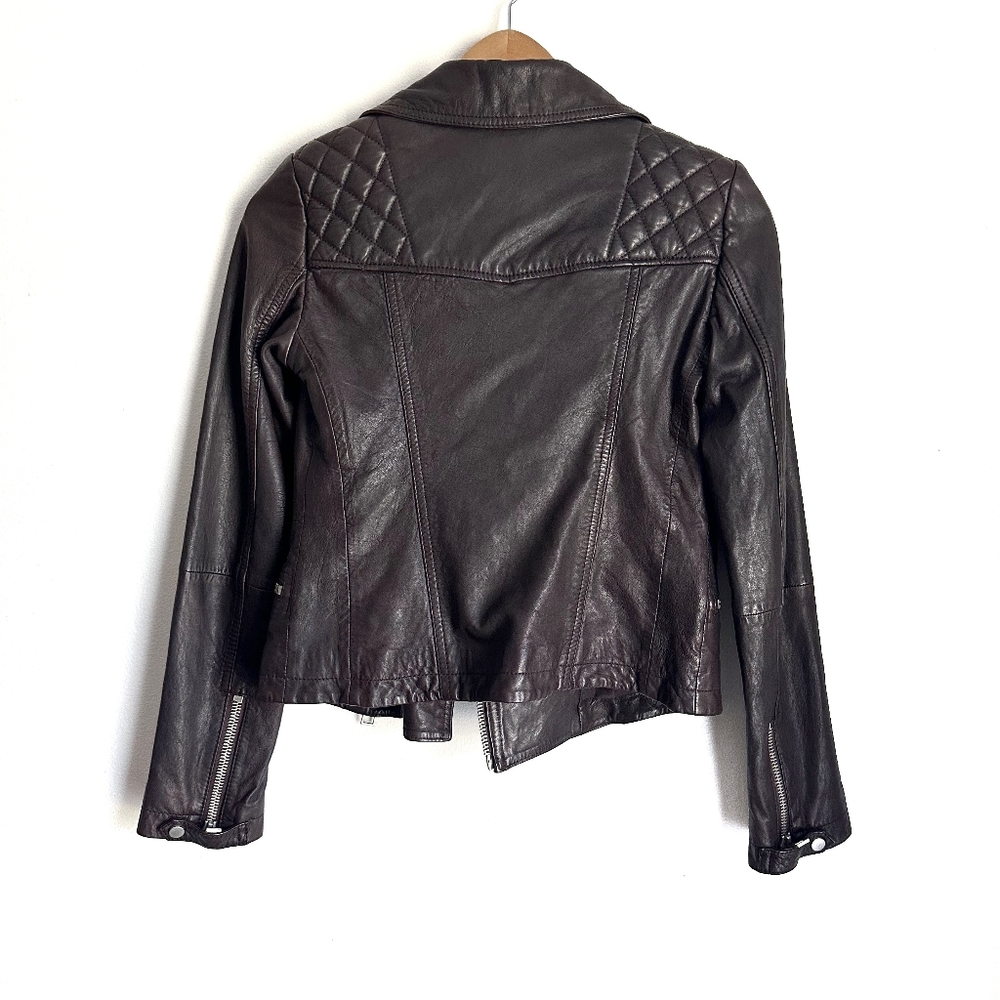 NWT All Saints Bleeker Biker Jacker - Leather - 0 - Brown - Picture 6 of 8